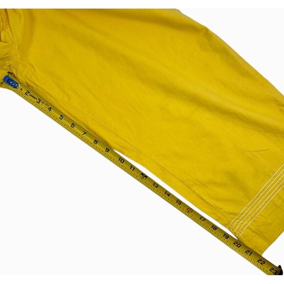 Pappagallo Linen Cotton Crop Pants Yellow Topstitch Wide Leg Cruise Resort XL - Picture 9 of 12